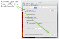 Screenshot - Toggling Finder invisibles from within Maintain's Cocktail