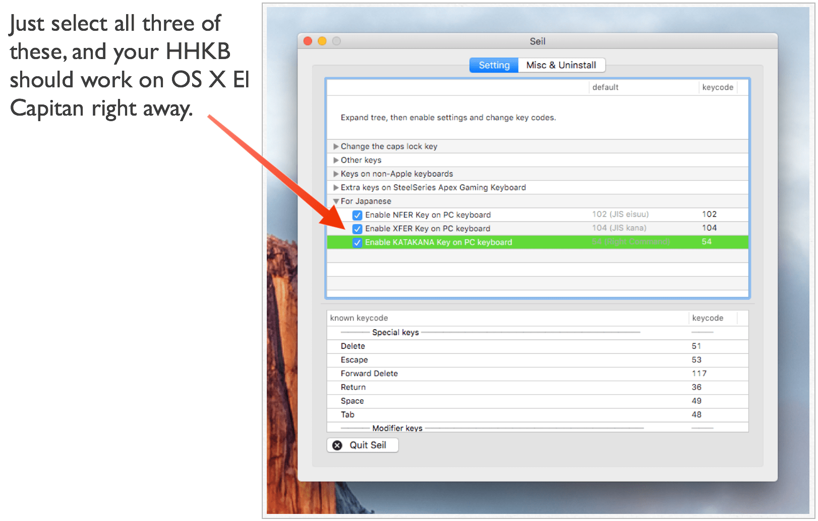 reformat keyboard for os x el capitan